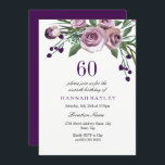 Elegant Plum Paars Roos 60th Birthday Invitation Kaart<br><div class="desc">Elegant Plum Paars Roos 60th Birthday Invitation Matching collectie in Niche and Nest store. Ontwerp met dank aan: https://www.etsy.com/shop/SmallHouseBigPony</div>
