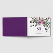 Elegant Plum Paars Roos 80th Birthday Guestbook Gastenboek (Volledig)