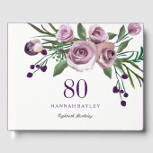 Elegant Plum Paars Roos 80th Birthday Guestbook Gastenboek (Voorkant)