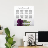 Elegant Plum Paars Roos 8 Tabel Seatinggrafiek Poster (Thuiskantoor)