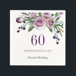 Elegant Plum Paars Roos Floral 60th Birthday Servetten<br><div class="desc">Elegant Plum Paars Roos Floral 60th Birthday Paper Napkin Matching Invitation en nog veel meer in Niche en Nest store. Ontwerp met dank aan: https://www.etsy.com/shop/SmallHouseBigPony</div>
