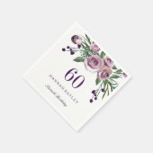 Elegant Plum Paars Roos Floral 60th Birthday Servetten (Hoek)