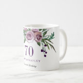Elegant Plum Paars Roos Floral 70th Birthday Koffiemok (Voorkant rechts)