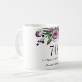 Elegant Plum Paars Roos Floral 70th Birthday Koffiemok (Voorkant links)