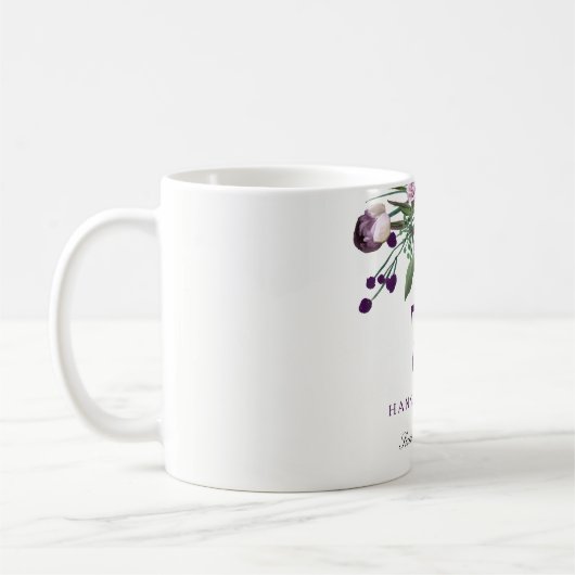 Elegant Plum Paars Roos Floral 70th Birthday Koffiemok (Links)