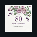 Elegant Plum Paars Roos Floral 80th Birthday Servet<br><div class="desc">Elegant Plum Paars Roos Floral 80th Birthday Paper Napkin Matching Invitation en nog veel meer in Niche en Nest store. Ontwerp met dank aan: https://www.etsy.com/shop/SmallHouseBigPony</div>