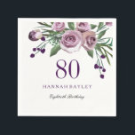Elegant Plum Paars Roos Floral 80th Birthday Servet<br><div class="desc">Elegant Plum Paars Roos Floral 80th Birthday Paper Napkin Matching Invitation en nog veel meer in Niche en Nest store. Ontwerp met dank aan: https://www.etsy.com/shop/SmallHouseBigPony</div>