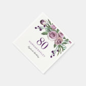 Elegant Plum Paars Roos Floral 80th Birthday Servet (Hoek)