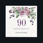 Elegant Plum Paars Roos Floral 90th Birthday Servetten<br><div class="desc">Elegant Plum Paars Roos Floral 90th Birthday Paper Napkin Matching Invitation en nog veel meer in Niche en Nest store. Ontwerp met dank aan: https://www.etsy.com/shop/SmallHouseBigPony</div>