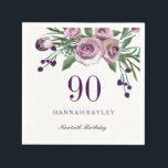 Elegant Plum Paars Roos Floral 90th Birthday Servetten<br><div class="desc">Elegant Plum Paars Roos Floral 90th Birthday Paper Napkin Matching Invitation en nog veel meer in Niche en Nest store. Ontwerp met dank aan: https://www.etsy.com/shop/SmallHouseBigPony</div>