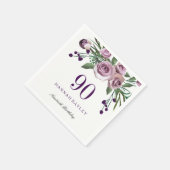 Elegant Plum Paars Roos Floral 90th Birthday Servetten (Hoek)