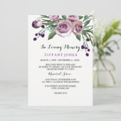 Elegant Plum Paars Roos Funeral Memorial Service Kaart (Staand voorkant)