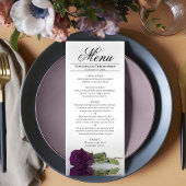 Elegant Plum Paars Roos Reflection Wedding Menu