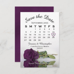 Elegant Plum Paars Roos Romantic Wedding Calendar Save The Date