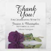 Elegant Plum Paars Roos Weddenschap Bedankt Wijn Etiket (Enkel label)