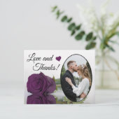 Elegant Plum Paars Roos Wedding Love & Bedankt Briefkaart (Staand voorkant)