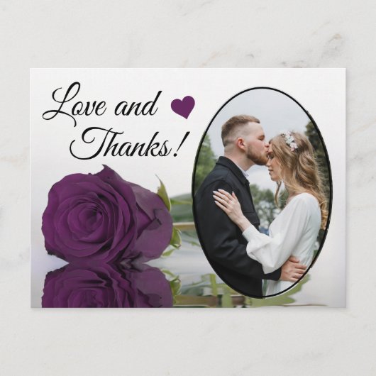 Elegant Plum Paars Roos Wedding Love & Bedankt Briefkaart (Voorkant)