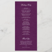Elegant Plum Paars Simple Modern Wedding Programmakaart (Achterkant)