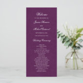 Elegant Plum Paars Simple Modern Wedding Programmakaart (Staand voorkant)