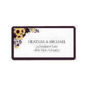 Elegant Plum Paars Sunflower Return Label (Voorkant)