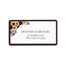 Elegant Plum Paars Sunflower Return Label