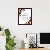 Elegant Plum Paars Sunflower Waterverf zonder stop Poster (Thuiskantoor)