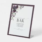 Elegant Plum Paars Vrijgezellenfeest Mimosa Bar Reclamebord Met Voetstuk (Voorkant)