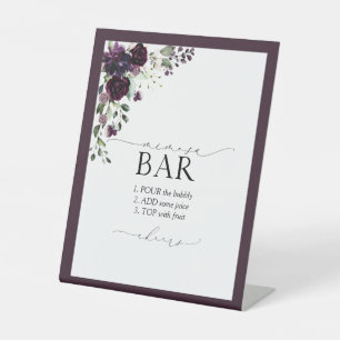 Elegant Plum Paars Vrijgezellenfeest Mimosa Bar Reclamebord Met Voetstuk