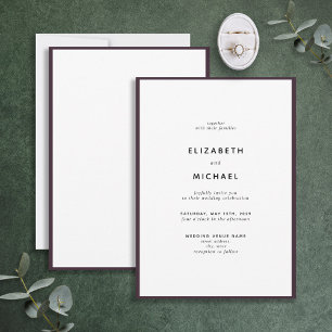 Elegant Plum Paars & White Typography Wedding Kaart