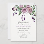 Elegant Plum Paarse 6th Wedding Jubileum Invite Kaart (Voorkant)