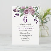 Elegant Plum Paarse 6th Wedding Jubileum Invite Kaart (Staand voorkant)