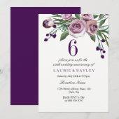 Elegant Plum Paarse 6th Wedding Jubileum Invite Kaart (Voorkant / Achterkant)