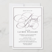 Elegant plum Paarse Calligrafie Brunch met bride Kaart (Voorkant)