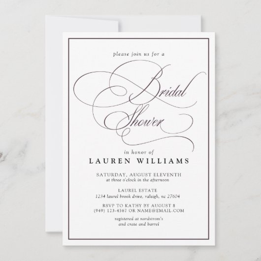 Elegant Plum Paarse Calligrafie Vrijgezellenfeest Kaart (Voorkant)