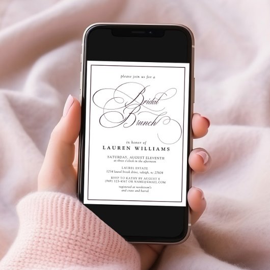 Elegant Plum Paarse Calligraphy Bridal Brunch Kaart