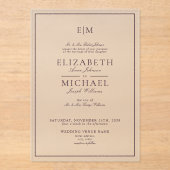 Elegant Plum Paarse Classic Monogram Weddenschap Acryl Uitnodigingen (Voorkant)