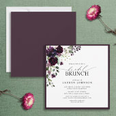 Elegant Plum Paarse Floral Bridal Brunch Kaart