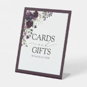 Elegant Plum Paarse Floral Kaarten & Gifts Reclamebord Met Voetstuk (Voorkant)