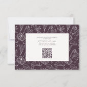 Elegant Plum Paarse Floral Line Art Wedding RSVP Kaartje (Achterkant)