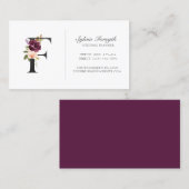 Elegant Plum Paarse Floral Rozen Monogram Visitekaartje (Voorkant / Achterkant)