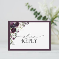 Elegant Plum Paarse Floral Waterverf RSVP