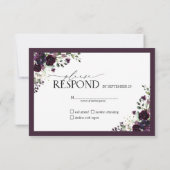 Elegant Plum Paarse Floral Waterverf RSVP (Achterkant)