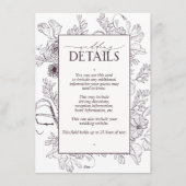 Elegant Plum Paarse Floral Wedding Details Informatiekaartje (Voorkant)
