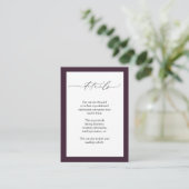 Elegant Plum Paarse Floral Wedding Details Informatiekaartje (Staand voorkant)