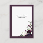 Elegant Plum Paarse Floral Wedding Details Informatiekaartje (Achterkant)