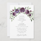 Elegant Plum Paarse Floral Wedding Kaart (Voorkant)