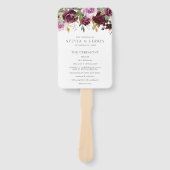 Elegant Plum Paarse Floral Wedding Programme Handwaaier (Voorkant)