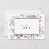 Elegant Plum Paarse Floral Wedding QR Code RSVP Kaartje (Voorkant)