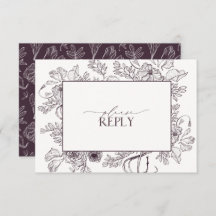 Elegant Plum Paarse Floral Wedding QR Code