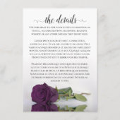 Elegant Plum Paarse Romantic Roos Wedding Details Informatiekaartje (Voorkant)